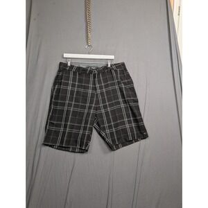 O'Neill Sterling Black Plaid Wide Leg Chino Shorts Men Size 38